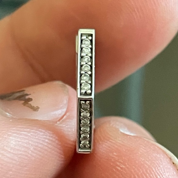 Sterling Silver Earring with Diamond Inlays - Picture 3 of 4